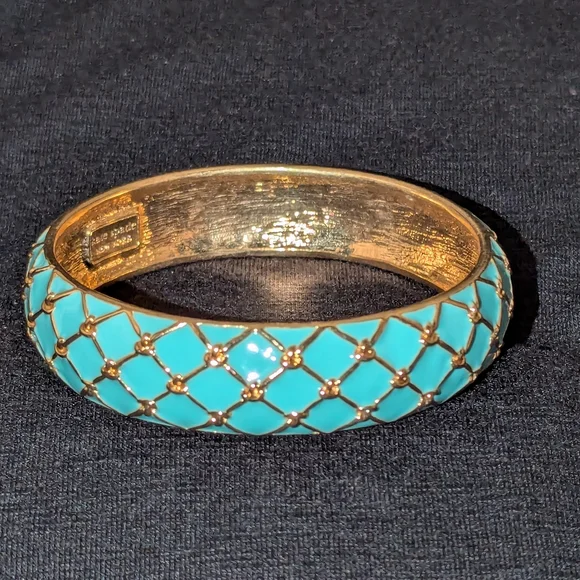 Kate Spade Cape Cod Mariner Blue Bangle Bracelet Gold Tone 8' - Picture 4 of 5